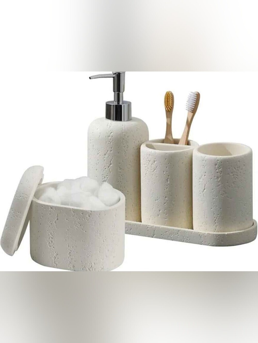 Minimalist Cream Bathroom Accessory Set - 4-Piece